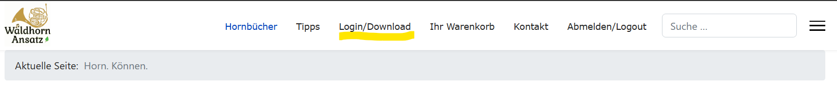Download über das Top-Level Menü