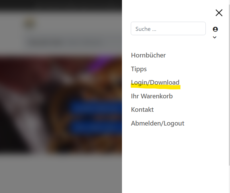 Mobile Ansicht des Logins